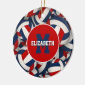 スポーツパーソナライズされた赤白青バレーボール セラミックオーナメント (左)