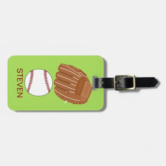 スポーツパーソナライズされた野球のボールと手袋 ラゲッジタグ (正面横)