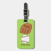 スポーツパーソナライズされた野球のボールと手袋 ラゲッジタグ (正面縦)