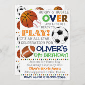 スポーツパーティの招待状スポーツ誕生日スポーツ 招待状 (正面/裏面)