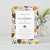 スポーツパーティーの子供たち カラフルなフットボールが楽しい 招待状 (スタンド正面)