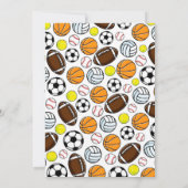 スポーツパーティーの子供たち カラフルなフットボールが楽しい 招待状 (裏面)