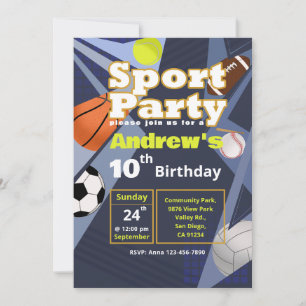 スポーツパーティーの招待状 - 子どもの誕生日パーティー 招待状