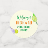 スポーツパーティーウォーターカラーピックボールをテーマにした誕生日 コンフェッティ (スモール正面)