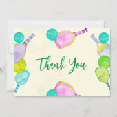 スポーツパーティーウォーターカラーピックボールをテーマにした誕生日 サンキューカード (正面)