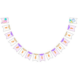 スポーツパーティーウォーターカラーピックボールをテーマにした誕生日 バンティングフラッグ