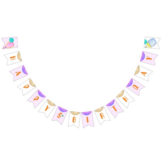 スポーツパーティーウォーターカラーピックボールをテーマにした誕生日 バンティングフラッグ (全)