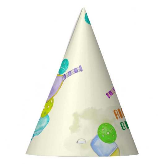 スポーツパーティーウォーターカラーピックボールをテーマにした誕生日 パーティーハット (左)