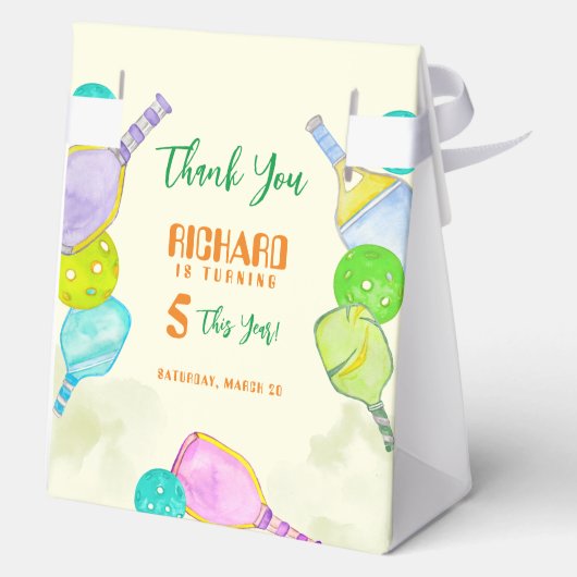 スポーツパーティーウォーターカラーピックボールをテーマにした誕生日 フェイバーボックス (裏面)