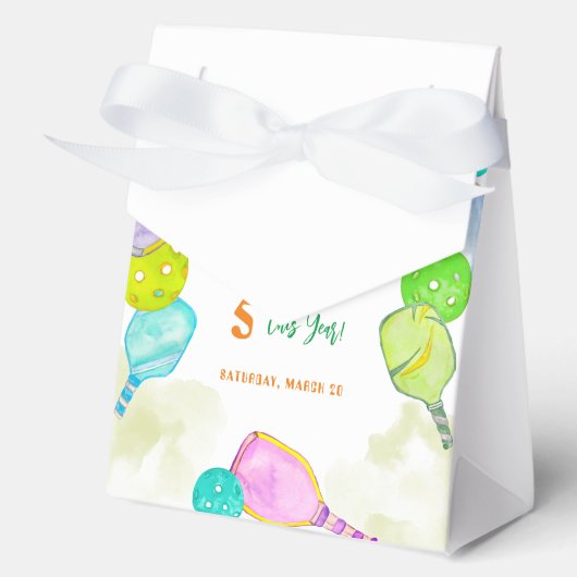 スポーツパーティーウォーターカラーピックボールをテーマにした誕生日 フェイバーボックス (正面)