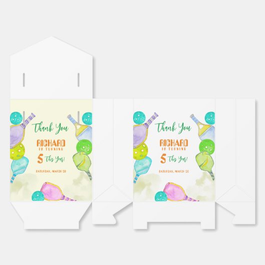 スポーツパーティーウォーターカラーピックボールをテーマにした誕生日 フェイバーボックス (見開き)