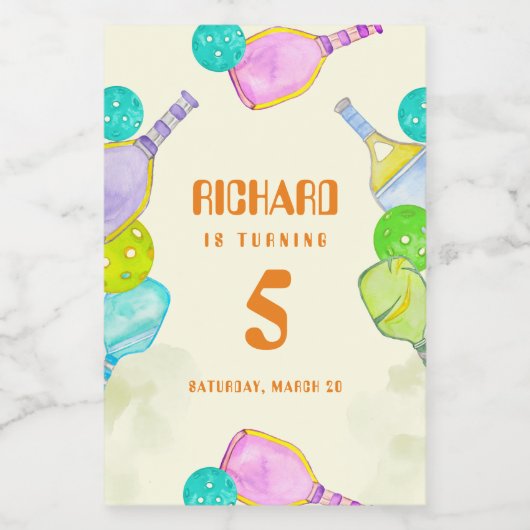 スポーツパーティーウォーターカラーピックボールをテーマにした誕生日 フードラベル (シングルラベル)