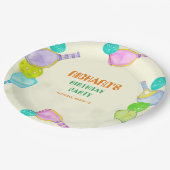 スポーツパーティーウォーターカラーピックボールをテーマにした誕生日 ペーパープレート (アングル)