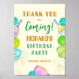 スポーツパーティーウォーターカラーピックボールをテーマにした誕生日 ポスター