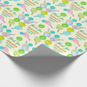 スポーツパーティーウォーターカラーピックボールをテーマにした誕生日 ラッピングペーパー (角)