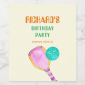 スポーツパーティーウォーターカラーピックボールをテーマにした誕生日 ワインラベル (シングルラベル)