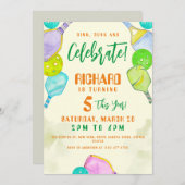 スポーツパーティーウォーターカラーピックボールをテーマにした誕生日 招待状 (正面/裏面)