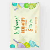 スポーツパーティーウォーターカラーピックボールをテーマにした誕生日 横断幕 (縦)