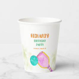 スポーツパーティーウォーターカラーピックボールをテーマにした誕生日 紙コップ