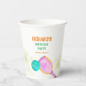 スポーツパーティーウォーターカラーピックボールをテーマにした誕生日 紙コップ (正面)