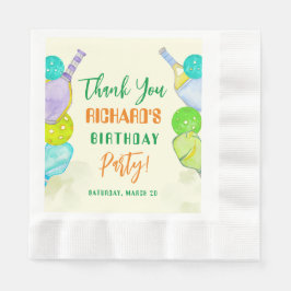 スポーツパーティーウォーターカラーピックボールをテーマにした誕生日 縁ありランチョンナプキン