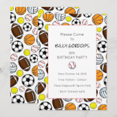 スポーツパーティーキッズ カラフルな野球の楽しみ 招待状 (正面/裏面)