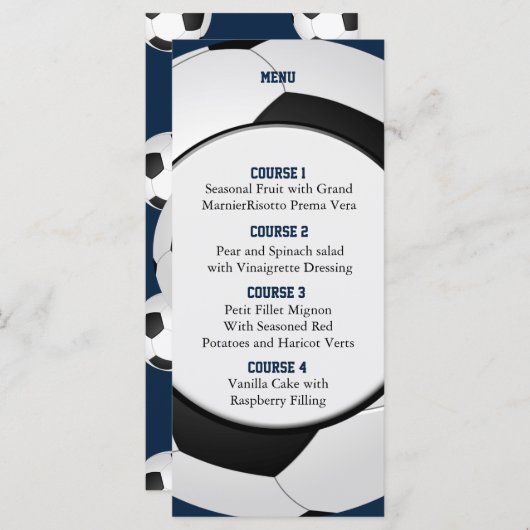 スポーツパーティーサッカーテーマパーソナライズされたメニューカード メニュー (正面/裏面)