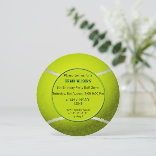 スポーツパーティーテニステーマパーソナライズされた招待状 招待状 (スタンド正面)