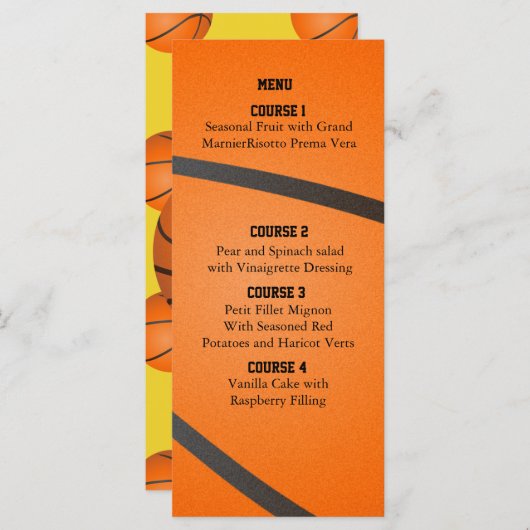 スポーツパーティーバスケットボールテーマメニューカード メニュー (正面/裏面)