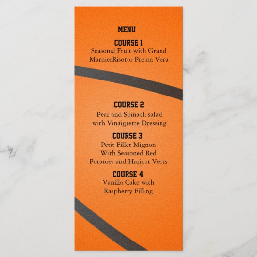 スポーツパーティーバスケットボールテーマメニューカード メニュー (正面)