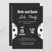 スポーツパーティーピックルボールブラックテーマバースデーパーティー 招待状 (正面/裏面)