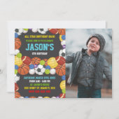 スポーツパーティー誕生日招待状と写真 招待状 (正面)