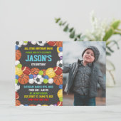 スポーツパーティー誕生日招待状と写真 招待状 (スタンド正面)