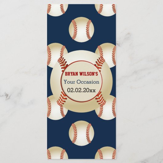 スポーツパーティー野球テーマパーソナライズされたメニューカード メニュー (裏面)