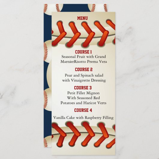 スポーツパーティー野球テーマパーソナライズされたメニューカード メニュー (正面/裏面)