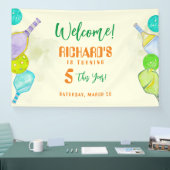 スポーツパーティー 水彩 ピックルボール テーマの誕生日 横断幕 (トレードショー)