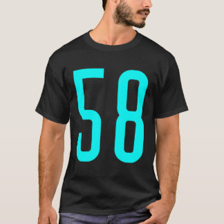 スポーツファンに人気のシアン色のナンバー58ジャージ Tシャツ