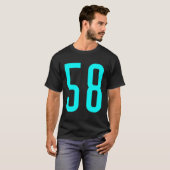 スポーツファンに人気のシアン色のナンバー58ジャージ Tシャツ (正面フル)