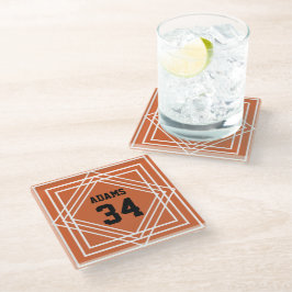 スポーツファンオレンジ&ブラックガラスコースター ガラスコースター