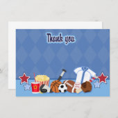 スポーツファンスポーツテーマサンキューカード（青） サンキューカード (正面/裏面)