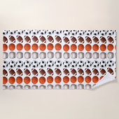 スポーツファンフルカラー人気があるスポーツボール ビーチタオル (正面)