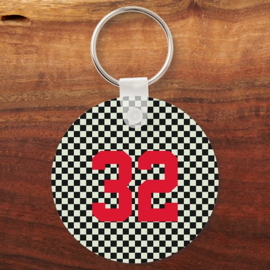 スポーツファンプレイヤー番号チェッカーボードチームスピリット キーホルダー (正面)