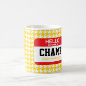 スポーツファン私の名前はラベル千鳥格子のイベント年 モーフィングマグカップ (中央)