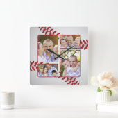 スポーツファン野球の写真集の父の日 スクエア壁時計 (ホーム)