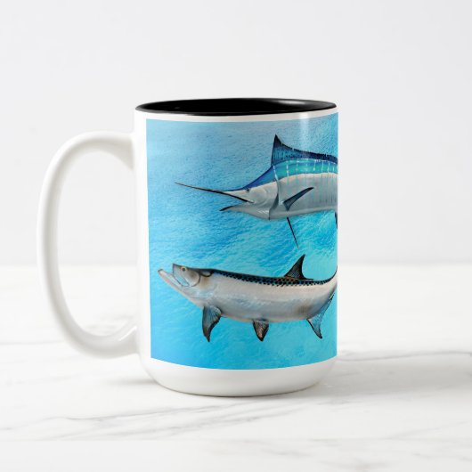 スポーツフィッシャーマンオフショア深いシーフィッシュマグ ツートーンマグカップ (左)