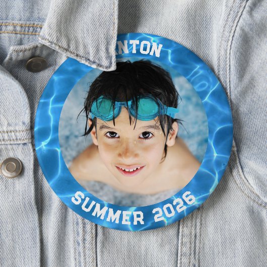 スポーツフォトアクアブルースイミングプールフレーム 缶バッジ (インサイチュ)