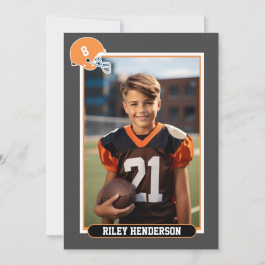 スポーツフォトサッカーパーティー誕生日 招待状 (正面)