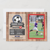 スポーツフォトサッカーフォトスター誕生日 招待状 (正面)