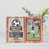 スポーツフォトサッカーフォトスター誕生日 招待状 (スタンド正面)