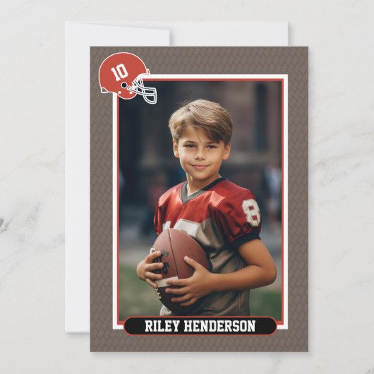 スポーツフォトサッカー誕生日 招待状 (正面)